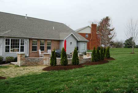 Angled View of Patio Grassy Landscape