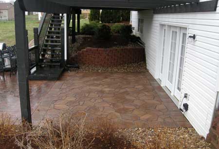 Side view of stone patio