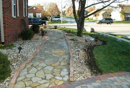 Sideyard Carved Stone Inlayed Walkway
