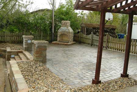 top view Stone and brick patio